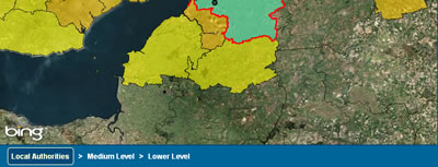 Screenshot of the Local Authorities level - Local Authority boundaries
